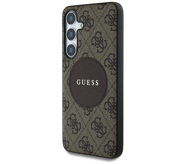 Guess 4G Round Patch Classic Logo MagSafe do Galaxy S25 Plus Brązowy