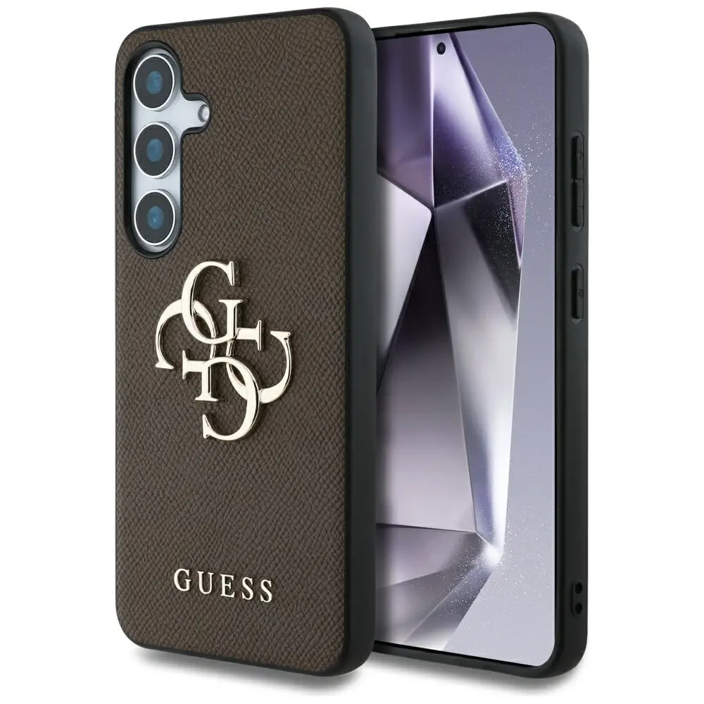 Etui Guess Grained Big 4G Small Classic Logo do Galaxy S25 Brązowy