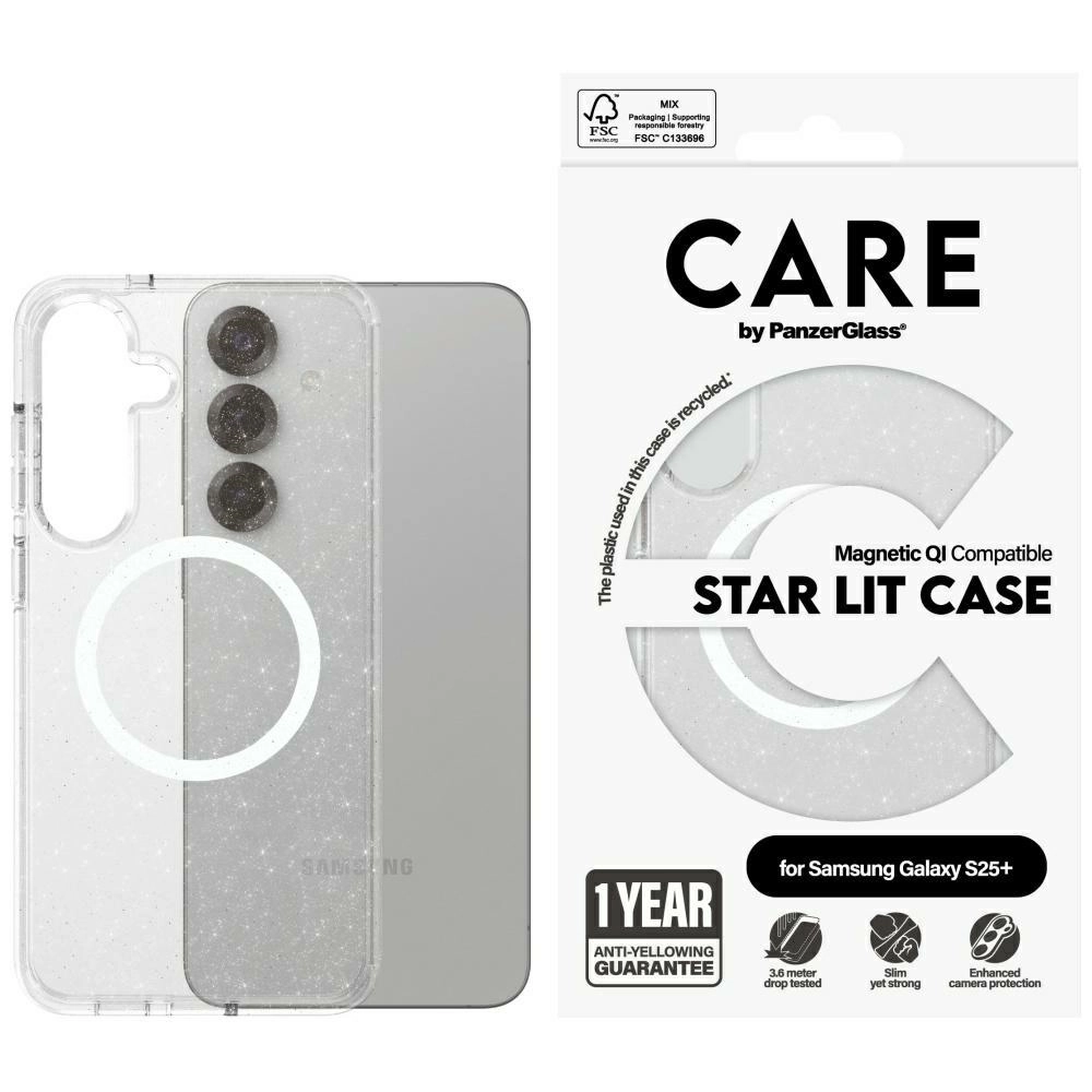 Etui PanzerGlass Flagship Urban Combat StarLight White QI do Galaxy S25 Plus Przezroczysty