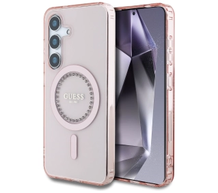 Guess Rhinestones Printed Classic Logo MagSafe Galaxy S25 Różowy