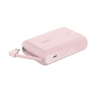 Belkin BPB021HQPK 10000mAh, 20W, Wbudowany kabel USB-C, Różowy