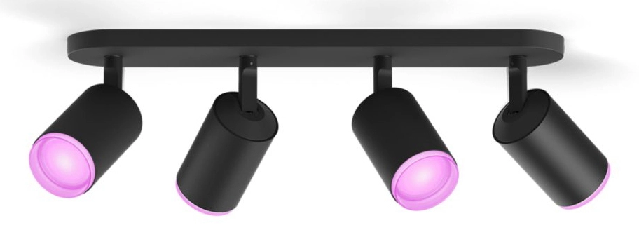 Oświetlenie punktowe Philips Hue White and Color Ambiance Poczwórne Fugato Czarny
