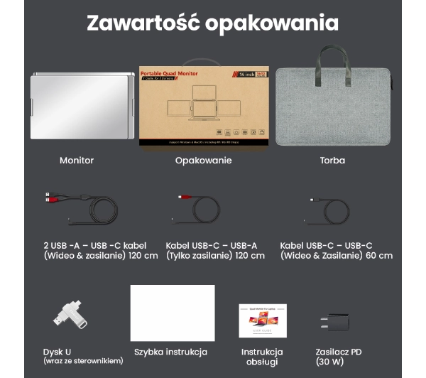 Extralink Smart Life S780 3-Screen 14" Full HD IPS 50Hz do laptopa 12" do 18,5" - Kup na Raty - RRSO 0%