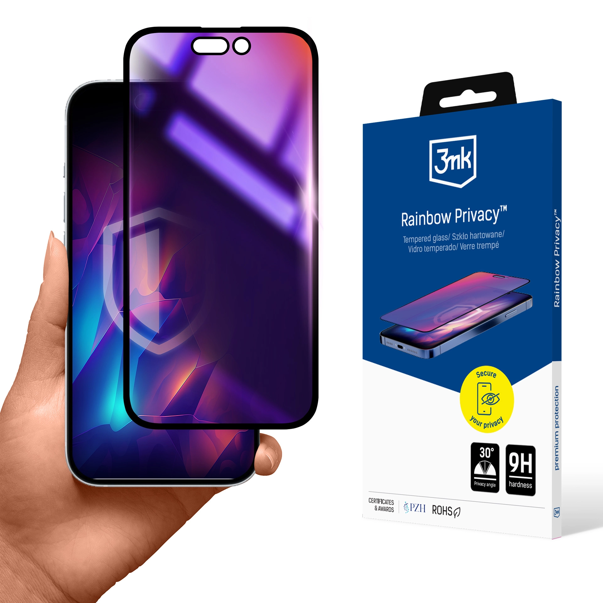 Szkło hartowane 3mk Rainbow Privacy do iPhone 16 Plus