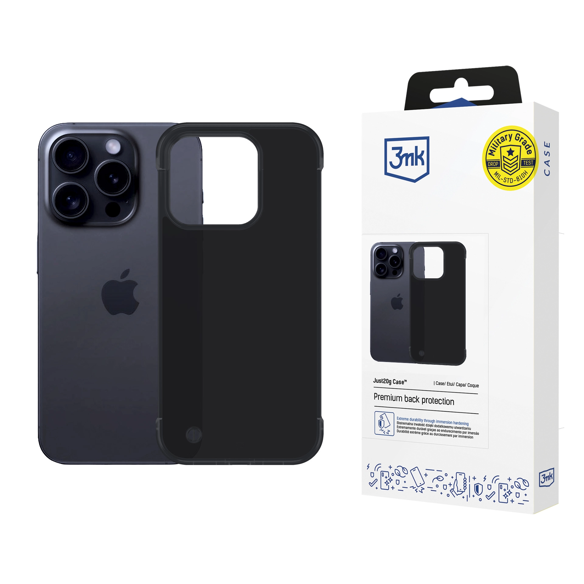 Etui 3mk Just20g Clear Case do iPhone 15 Pro Max Czarny