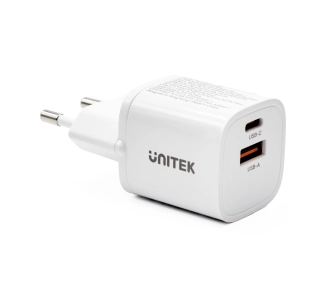 Ładowarka sieciowa Unitek 1x USB-A 1x USB-C QC PC 3.0 33W Biały