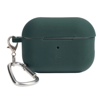 Etui na słuchawki Bizon Silikonowe z karabińczykiem do AirPods Pro 2 Ciemnozielony