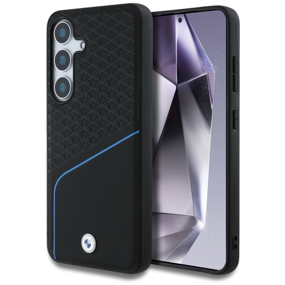 Etui BMW Leather Textured and Smooth MagSafe do Galaxy S25 Czarny