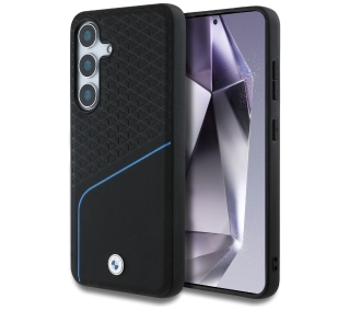 BMW Leather Textured and Smooth MagSafe do Galaxy S25 Czarny