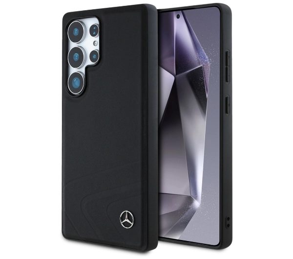 Etui MERCEDES Leather Horizontal Debossed Curves MagSafe do Samsung Galaxy S25 Ultra Czarny