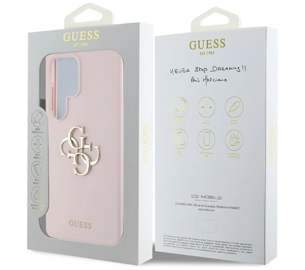 Guess Silicone Big 4G Logo Bottom Script Galaxy S25 Ultra Różowy