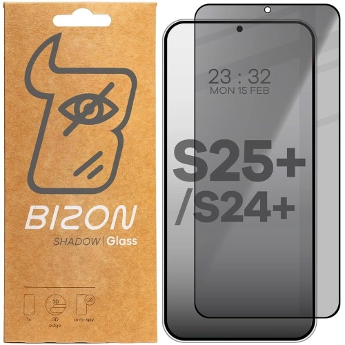 Szkło hartowane Bizon prywatyzujące pełne Edge Shadow do Galaxy S25 Plus/S24 Plus Przyciemniane