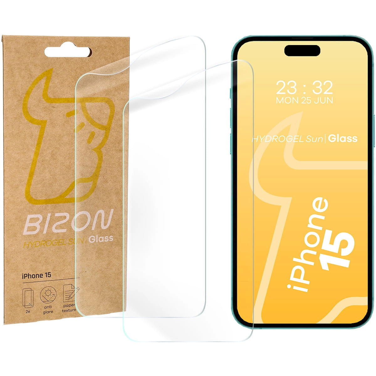 Folia ochronna Bizon matowa Film Sun do iPhone 15 2 sztuki