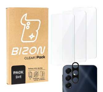 Zestaw ochronny Bizon 3x szkło hartowane + szybka na aparat Clear 2 Pack do Galaxy A16 4G/5G