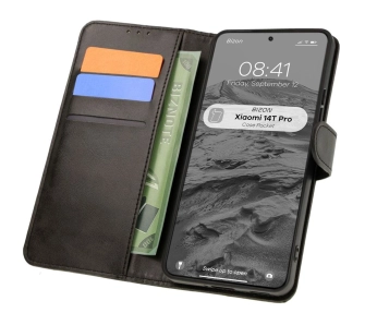 Etui Bizon z klapką Pocket do Xiaomi 14T Pro Czarny
