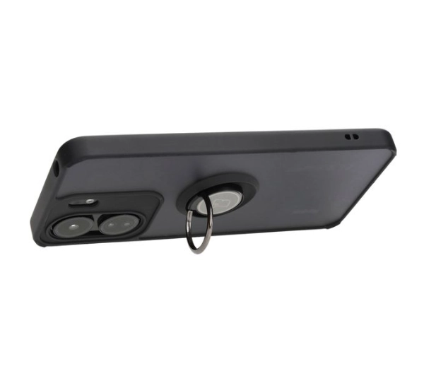 Bizon z uchwytem na palec Hybrid Ring do Xiaomi Redmi 13C / Xiaomi Poco C65 Przydymione z czarną ramką