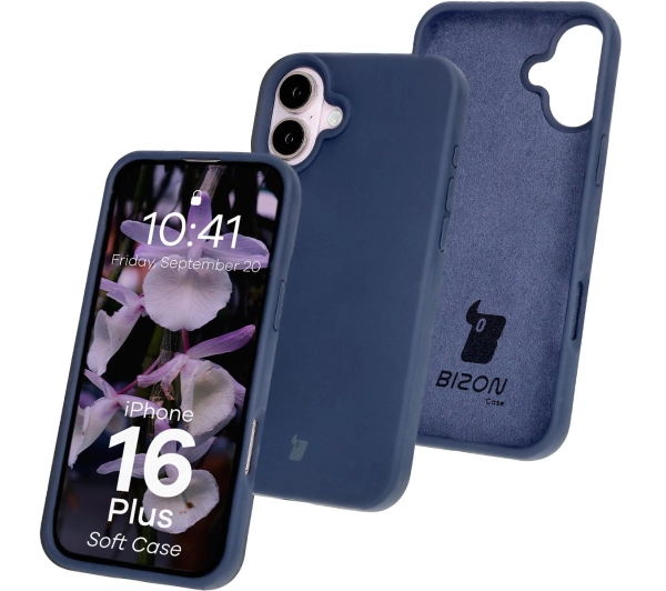 Bizon Silikonowe Soft do iPhone 16 Plus Ciemno-niebieski