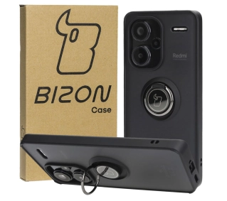 Bizon z uchwytem na palec Hybrid Ring do Xiaomi Redmi Note 13 Pro+ 5G Przydymione z czarną ramką