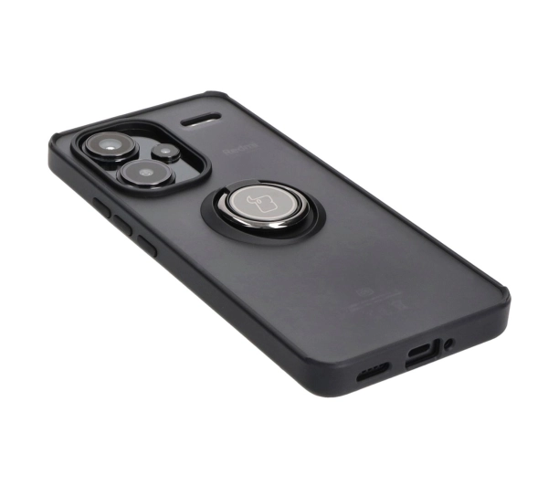 Bizon z uchwytem na palec Hybrid Ring do Xiaomi Redmi Note 13 Pro+ 5G Przydymione z czarną ramką