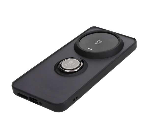 Bizon z uchwytem na palec Hybrid Ring do Xiaomi 14 Ultra Przydymione z czarną ramką