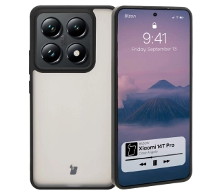 Bizon Angelo do Xiaomi 14T Pro Przydymione z czarną ramką