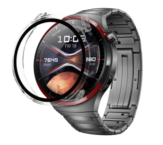Nakładka na tarczę Bizon ze szkłem do Huawei Watch 4 Pro Space Edition Przezroczysty