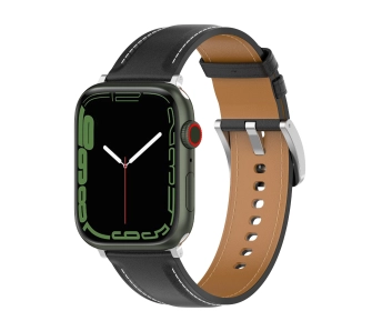 Pasek Bizon skórzany Casual do Apple Watch 44/45/46/49mm Czarny