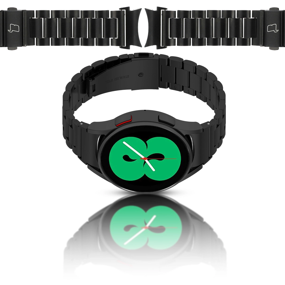 Bransoleta Bizon ze stali nierdzewnej Aura do Samsung Galaxy Watch FE/7/6/6 Classic/5/5 Pro/4/4 Classic Czarny