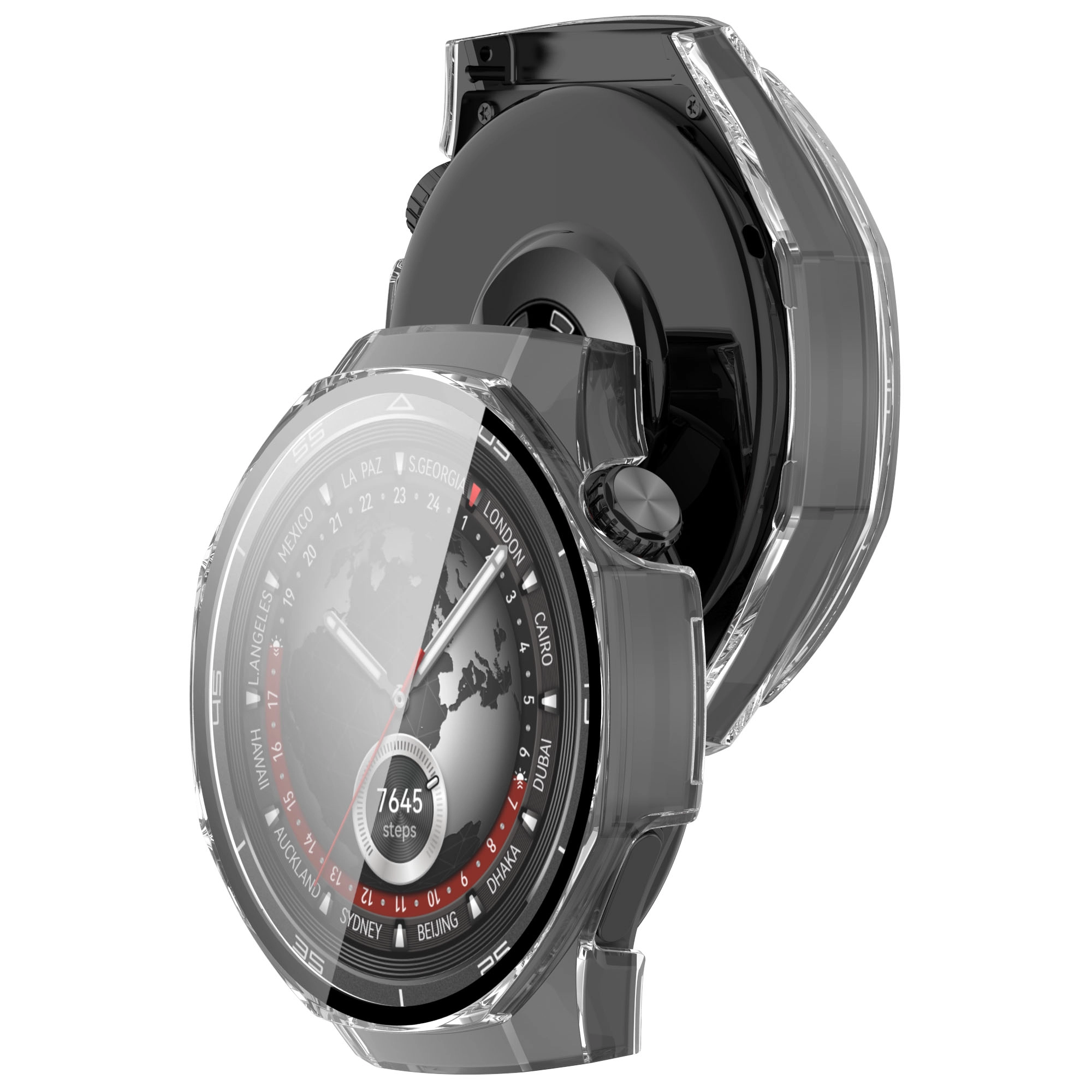 Nakładka na tarczę Bizon ze szkłem do Huawei Watch GT5 Pro 46mm Przezroczysty