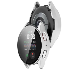 Bizon ze szkłem do Galaxy Watch 7 44mm Satynowo srebrny