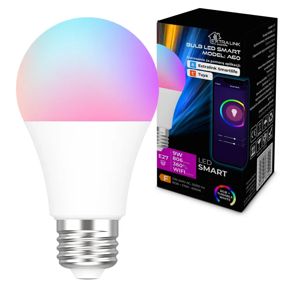 Żarówka LED Extralink A60 E27 806lm 9W RGB 1szt.