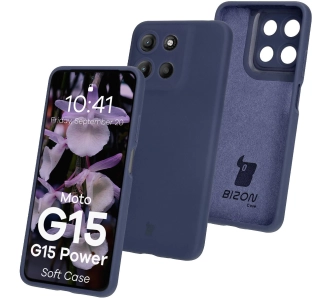 Etui Bizon Silikonowe Soft do Motorola Moto G15/G15 Power Ciemno-niebieski