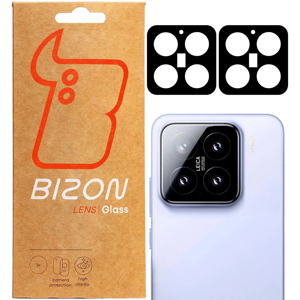Szkło ochronne Bizon na aparat Silk Lens do Xiaomi 15 2 sztuki