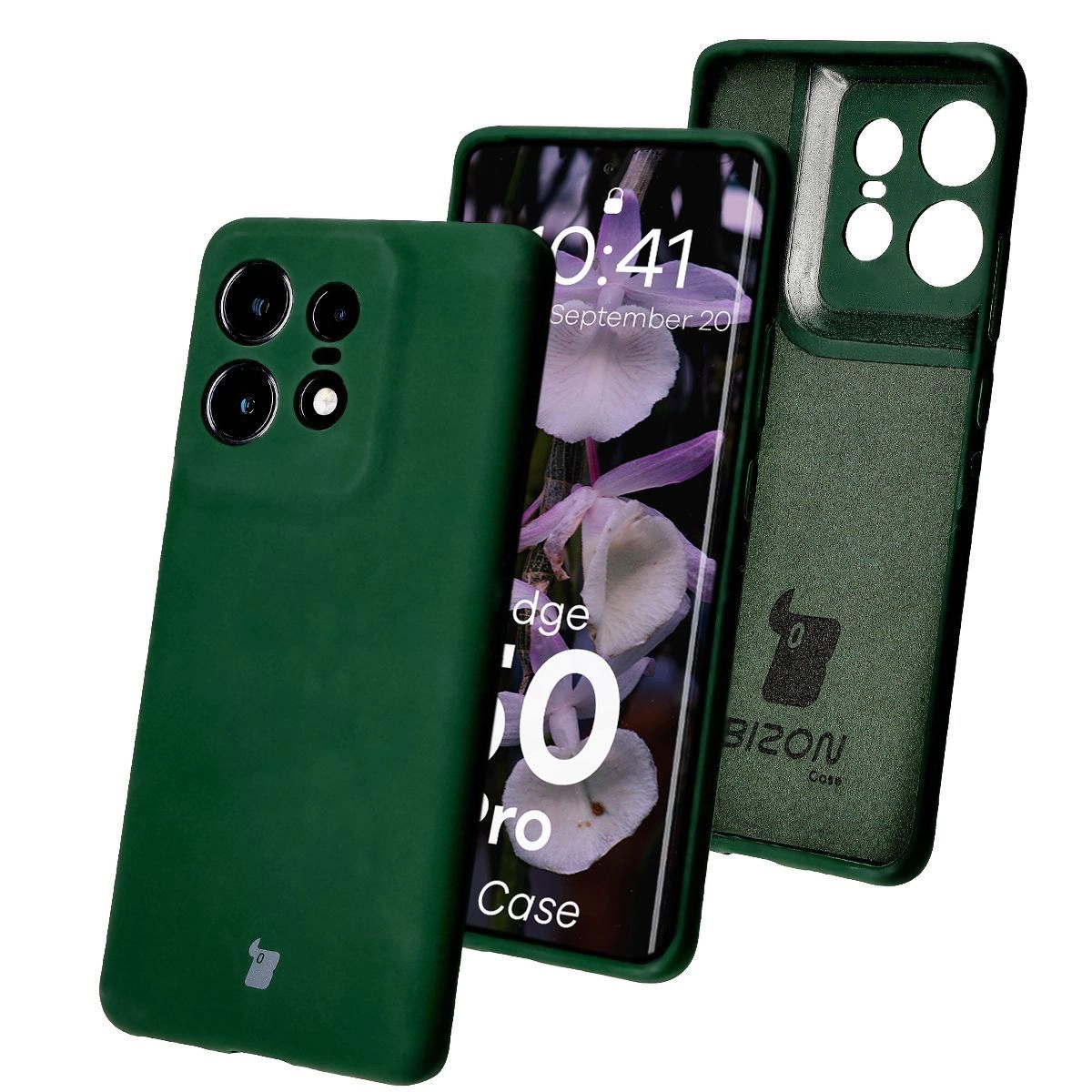 Etui Bizon Silikonowe Soft do Motorola Edge 50 Pro Ciemnozielony