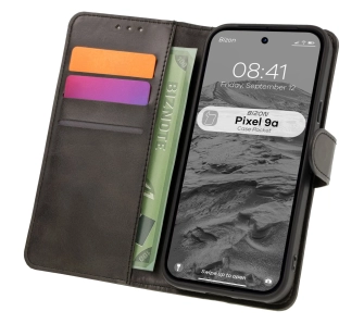 Etui Bizon z klapką Pocket do Google Pixel 9a Czarny