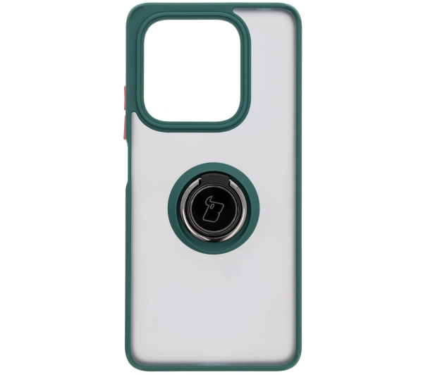 Bizon z uchwytem na palec Hybrid Ring do Xiaomi Redmi Note 14 5G Przydymione z ciemnozieloną ramką