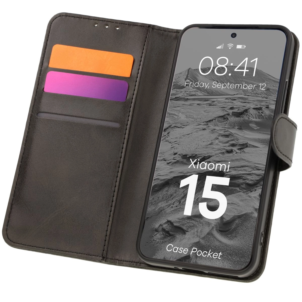 Etui Bizon z klapką Pocket do Xiaomi 15 Czarny