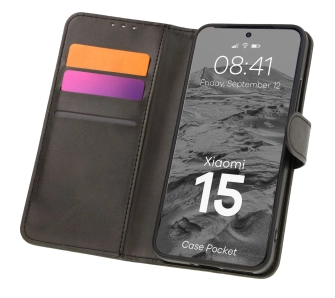 Etui Bizon z klapką Pocket do Xiaomi 15 Czarny
