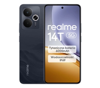 realme 14T 5G 8/256GB Funkcje AI 6,67" 120Hz 50Mpix Czarny - ⚡ BESTSELLERY ⚡ - Kup na Raty - RRSO 0%