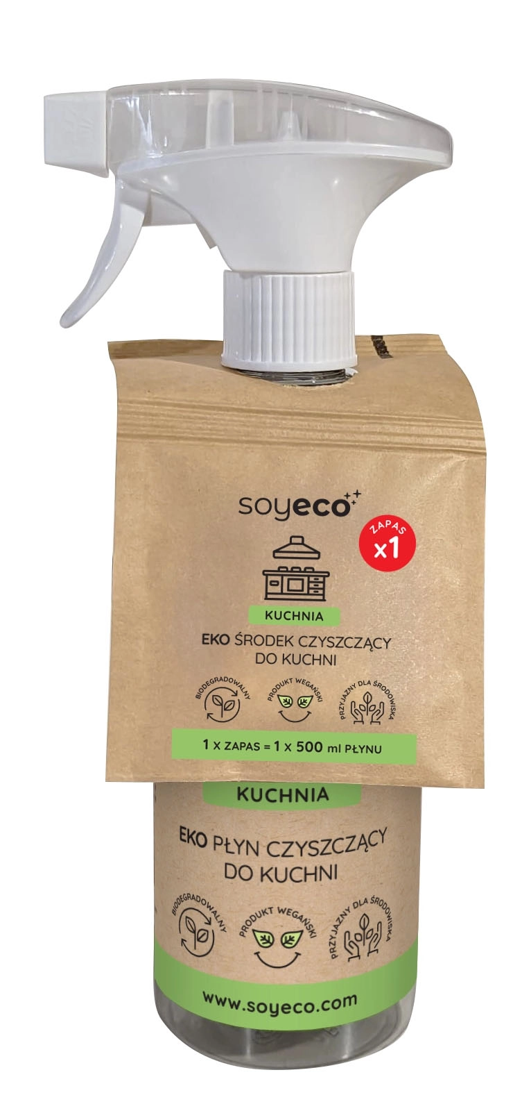 Płyn Soyeco do czyszczenia kuchni 0,5l + wkład 0,5l
