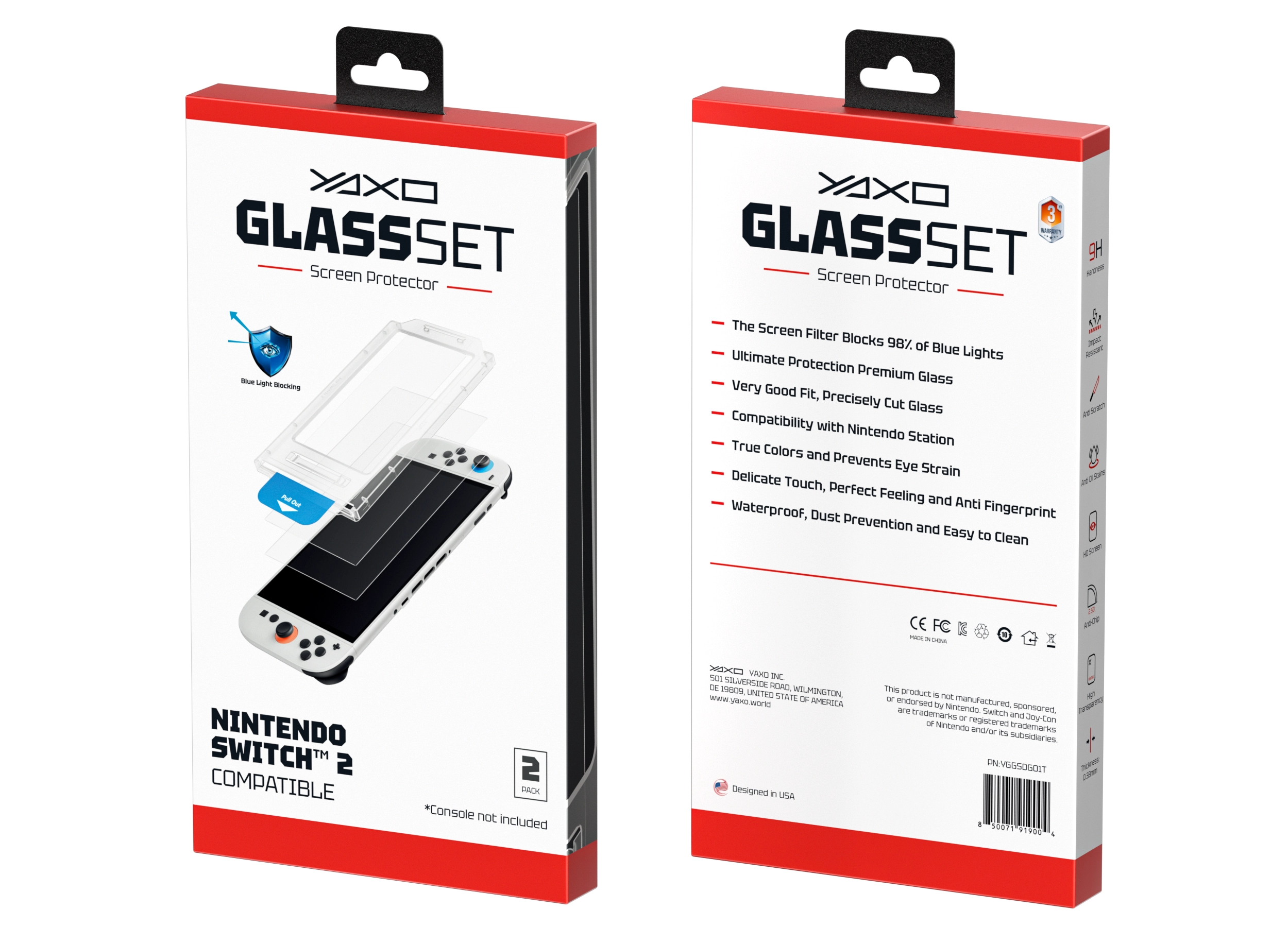Szkło hartowane Yaxo YGGSDG01T Glass Set z aplikatorem do Nintendo Switch 2