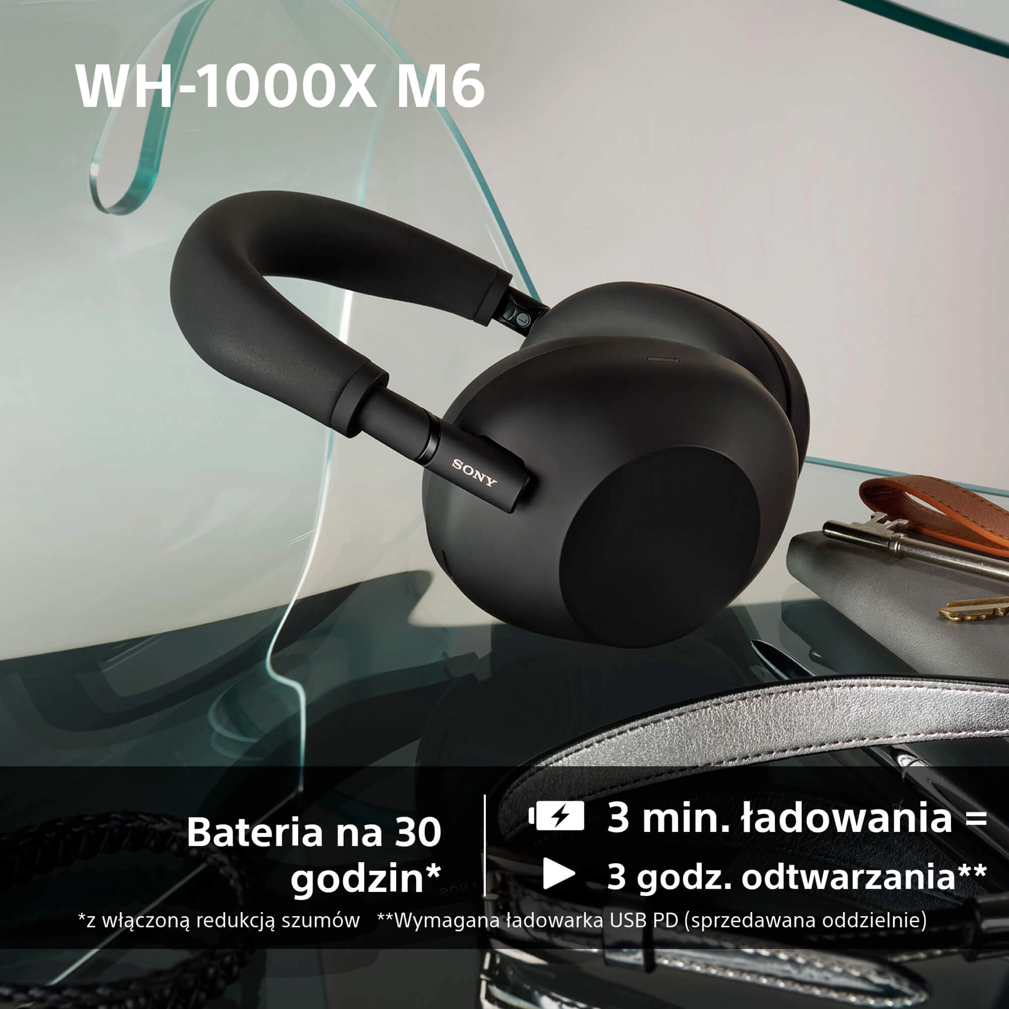 Słuchawki bezprzewodowe Sony WH-1000XM6 ANC Nauszne Bluetooth 5.3 Czarny