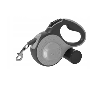 Smycz Pupilplanet automatyczna 5m LED z pojemnikiem na worki