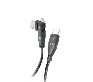 SBS USB-C do USB-C łamany 180° 60W 1m Czarny - ⚡ EURO HIT CENOWY! ⚡