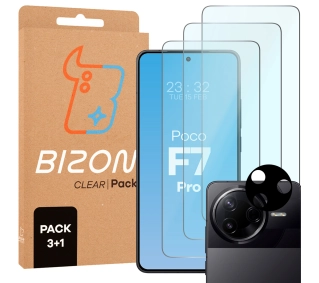 Bizon 3x Szkło hartowane + szybka na aparat Clear 2 Pack do Xiaomi Poco F7 Pro