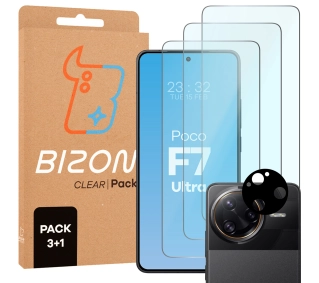 Bizon 3x Szkło hartowane + szybka na aparat Clear 2 Pack do Xiaomi Poco F7 Ultra