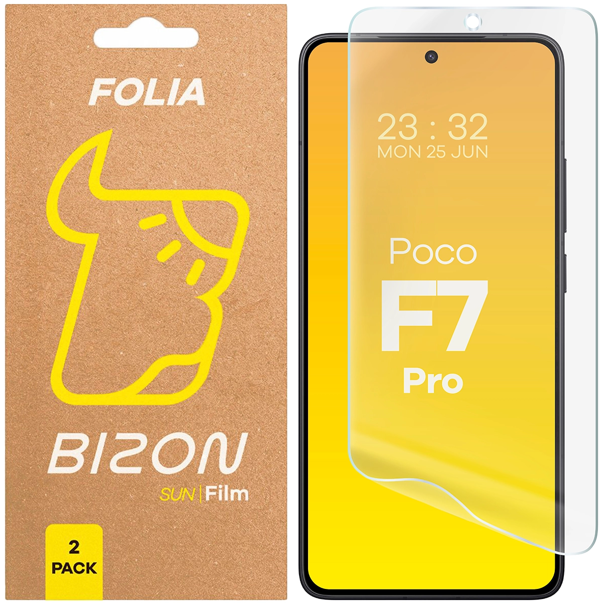 Folia ochronna Bizon matowa Film Sun do Xiaomi Poco F7 Pro 2 sztuki