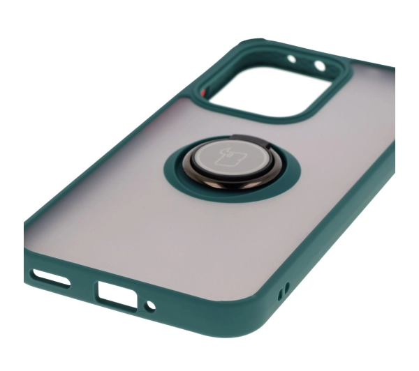 Bizon z uchwytem na palec Hybrid Ring do Oppo Reno13 przydymione z Ciemnozieloną ramką