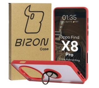 Bizon z uchwytem na palec Hybrid Ring do Oppo Find X8 Pro przydymione z Czerwoną ramką