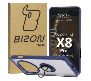 Bizon z uchwytem na palec Hybrid Ring do Oppo Find X8 Pro przydymione z Granatową ramką
